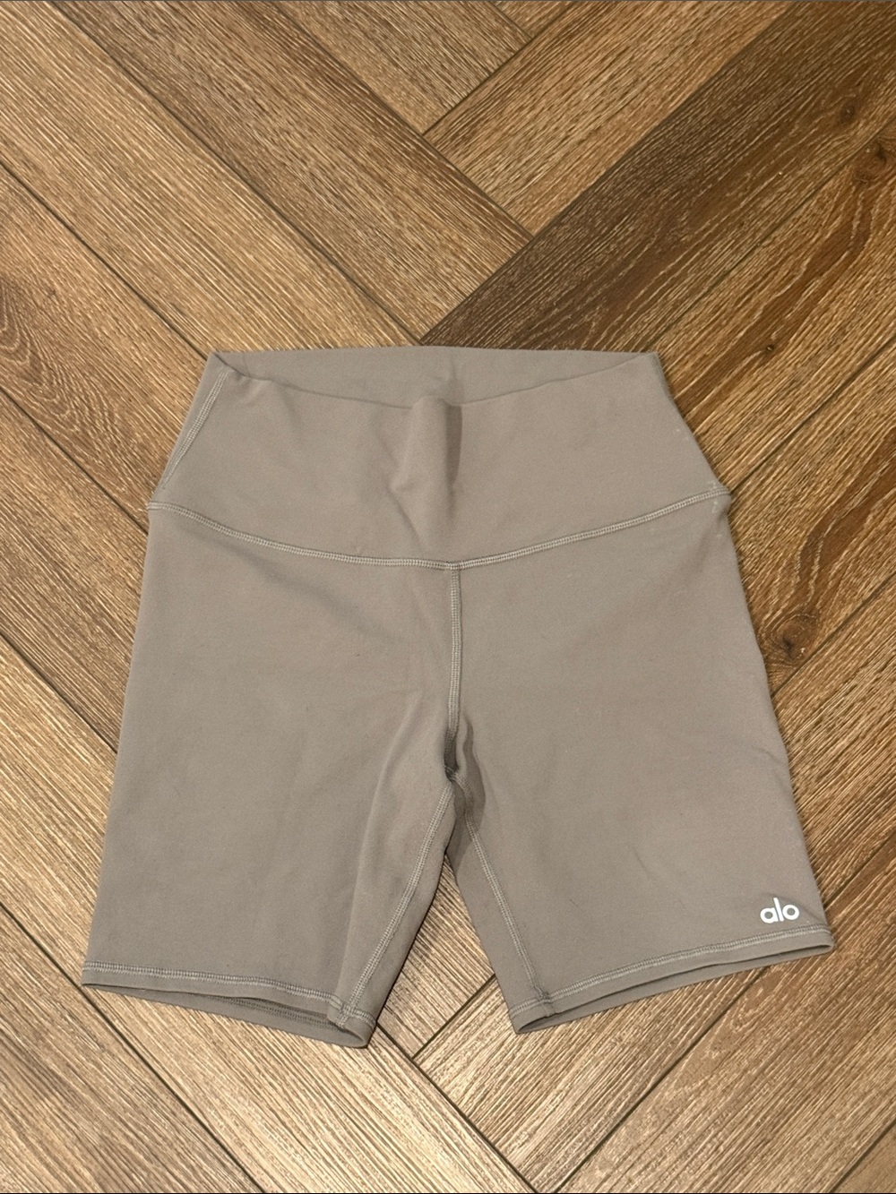 ALO Yoga High-Rise Taupe Bike Shorts